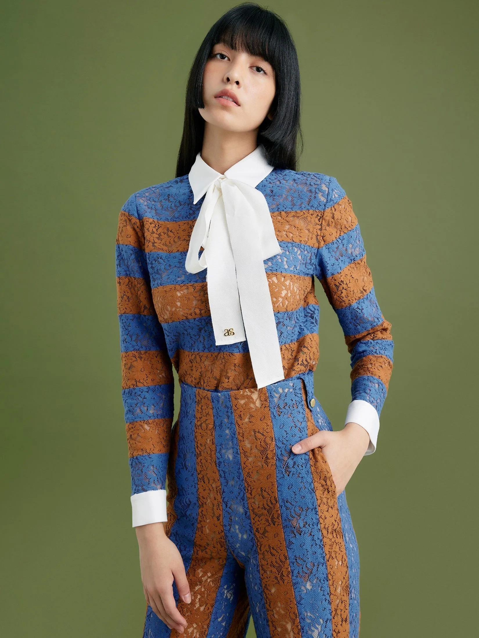 ASV (AW24) Abbylee Striped Lace Women Pants Blue