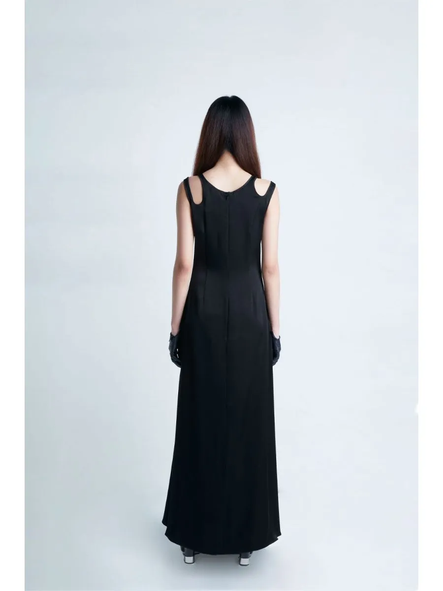 SENADA WOMEN CUTOUT BLACK SLEEVELESS MAXI DRESS