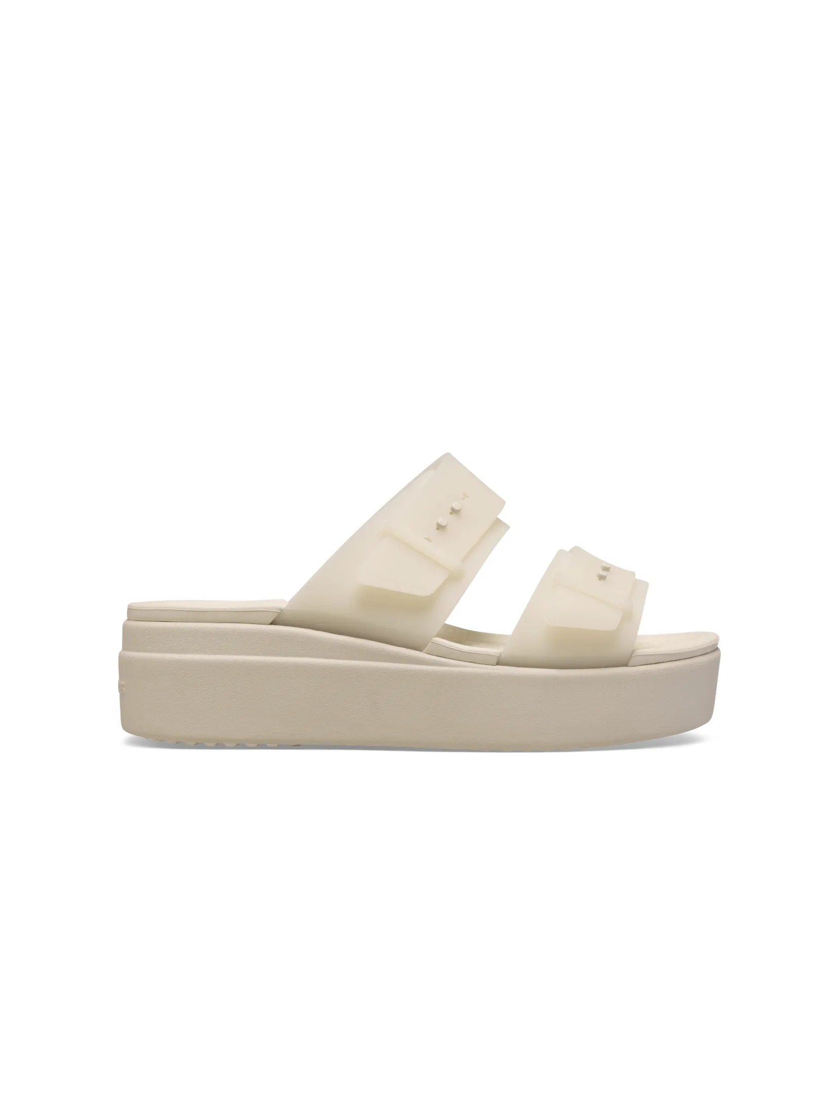 CROCS WOMEN'S  BROOKLYN BUCKLE FROSTED LOW WEDGE - SANDSTONE Size - W5 US