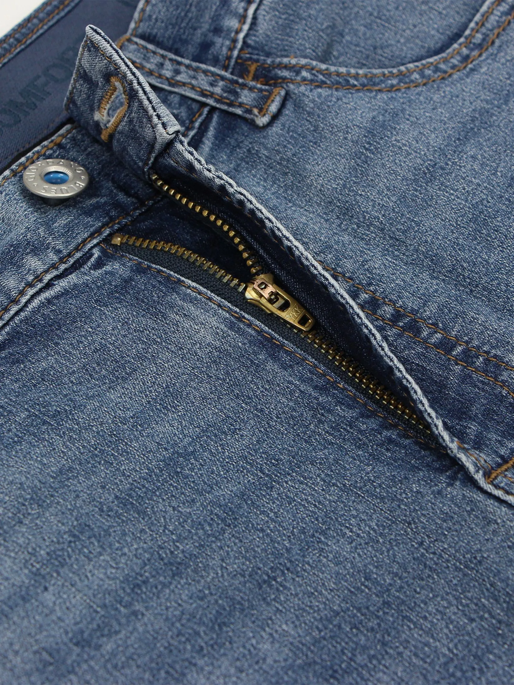 GIORDANO Men's Regular Stretch Denim Jeans(180° Elastic Waist)  Lt indigo