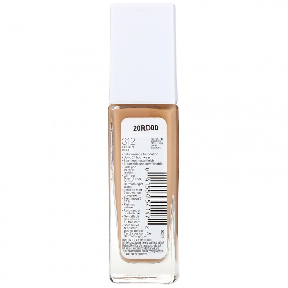 Maybelline, Super Stay, основа для максимальной плотности, оттенок 312 Golden, 30 мл