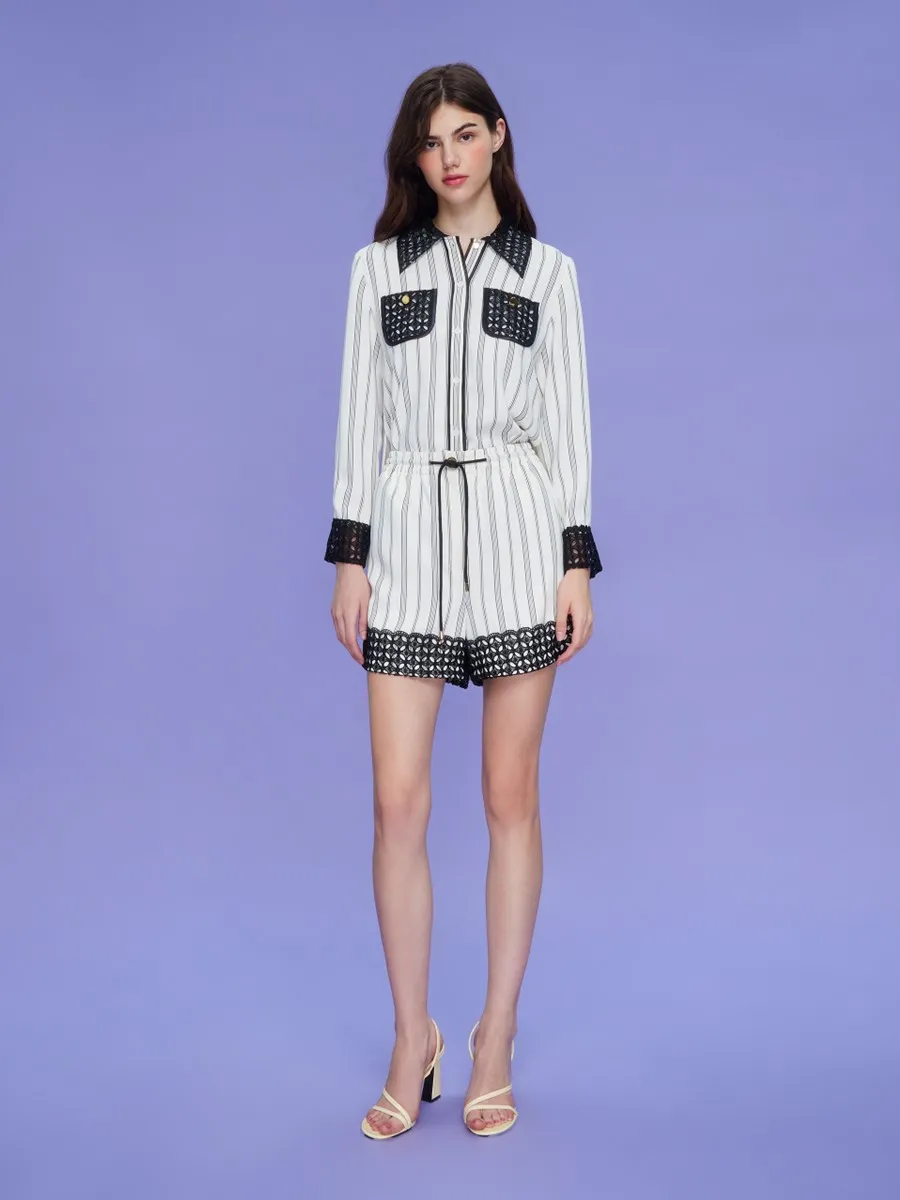 ASV (AW23) Icy Striped Women Shorts Ivory Size - M