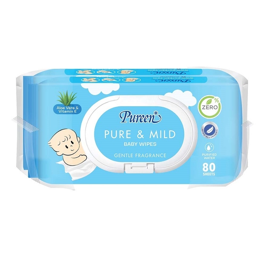 Pureen Baby Wipes Pure  Mild 80's Twin Pack