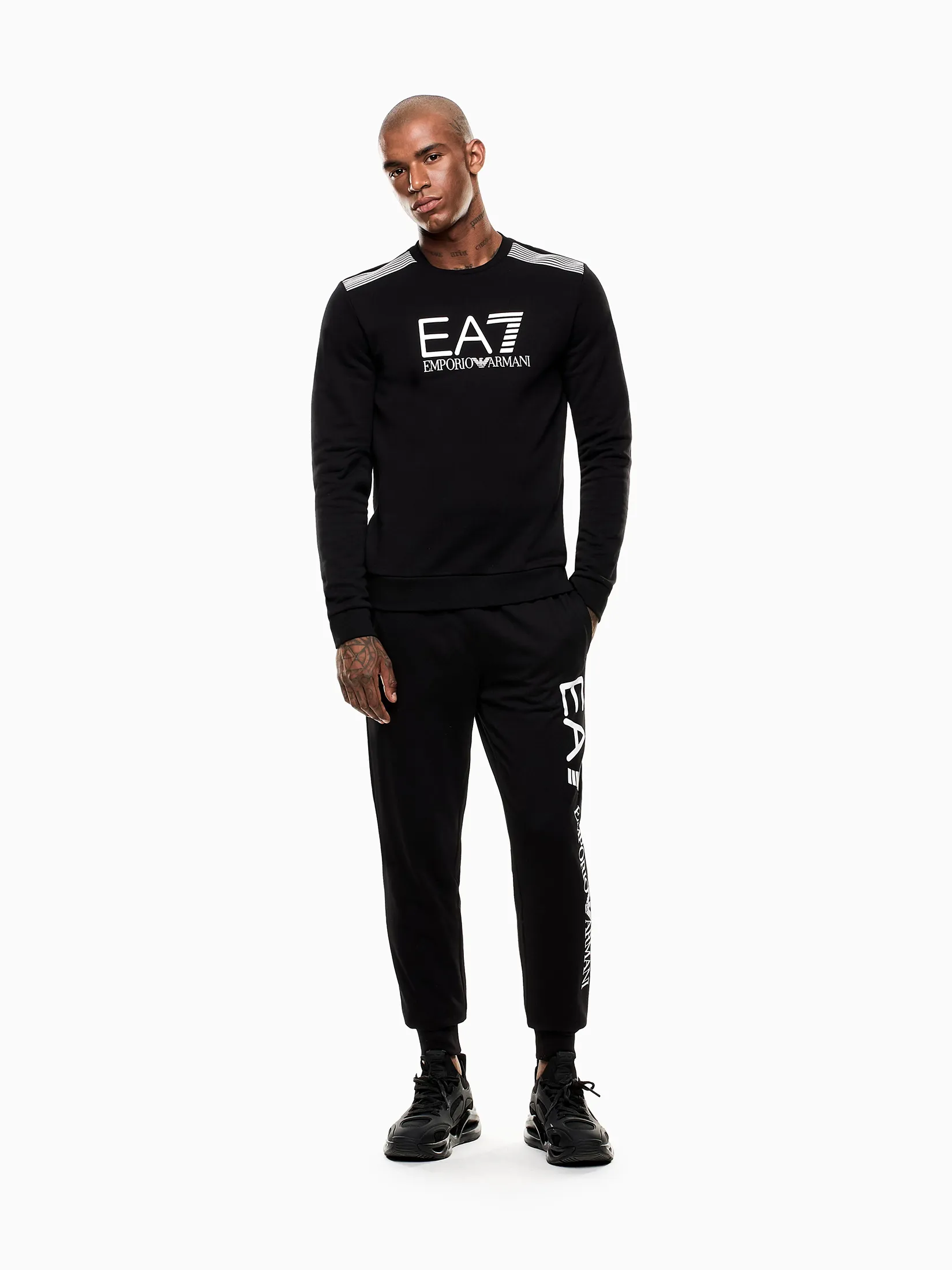 EA7 Men Joggers Logo Series Cotton CTY MC001 Black/White