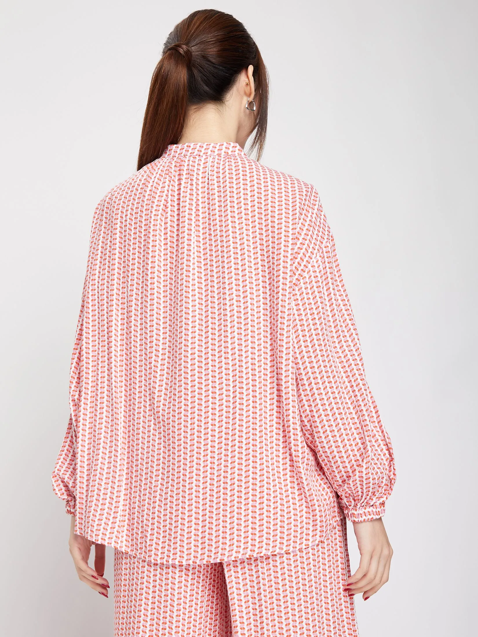 EASY PIECES Women Blouse Long Sleeves Band Collar