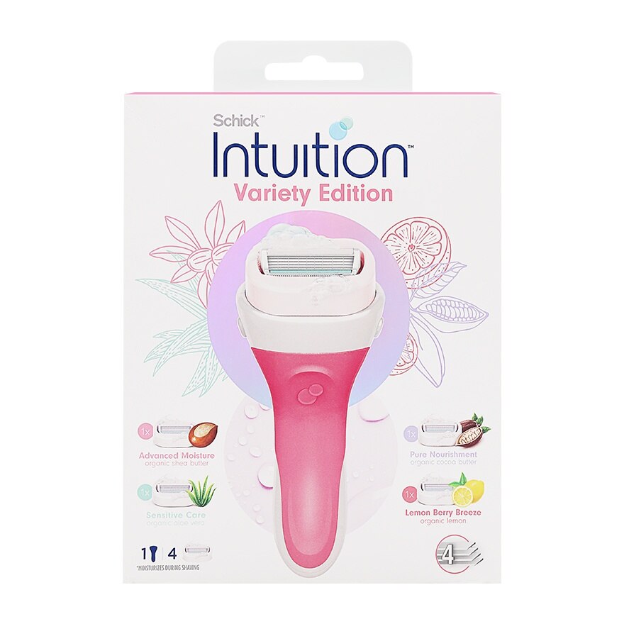 Schick Intuition Variety Edition Razor 1'S+Blades 4'S - Pink