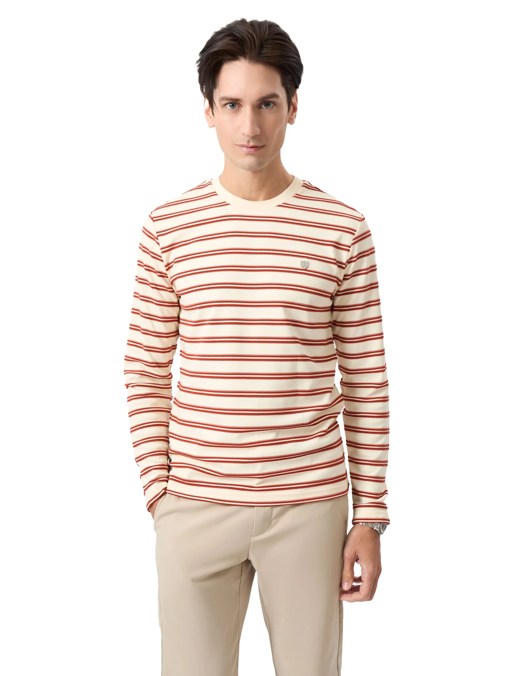LTD Striped Long-Sleeve T-shirt Men Yellow