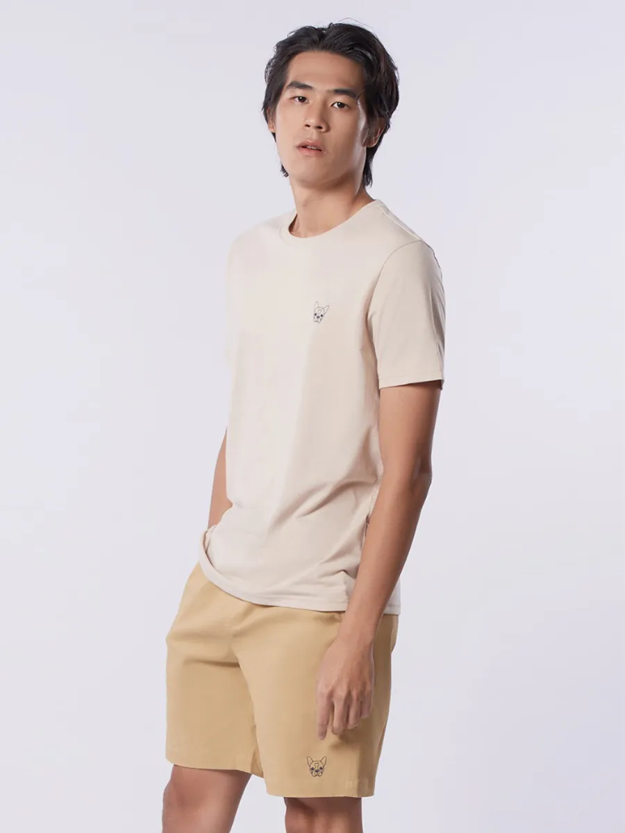 ESP Crew Neck Frenchie Tee Shirt Men Beige