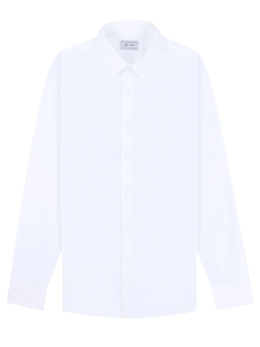 GIORDANO Men's Twill Easy Care Shirts White