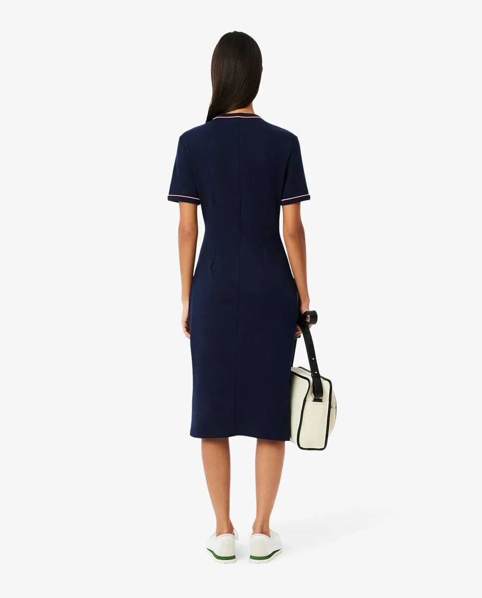 LACOSTE Trim Accent Jersey T-Shirt Dress Blue
