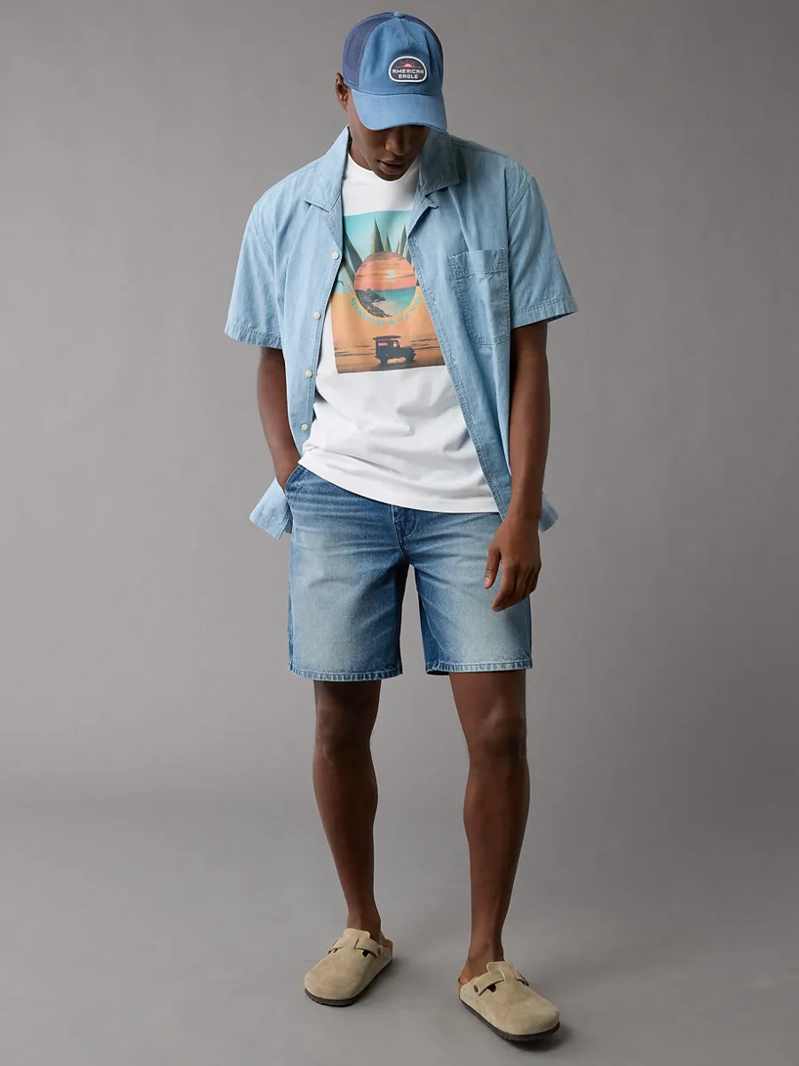 AMERICAN EAGLE MEN G SS SUM1 - BTS1  SET IN TEE- PC DYE + SERIOUSLY SOFT WASH 100 WHITE