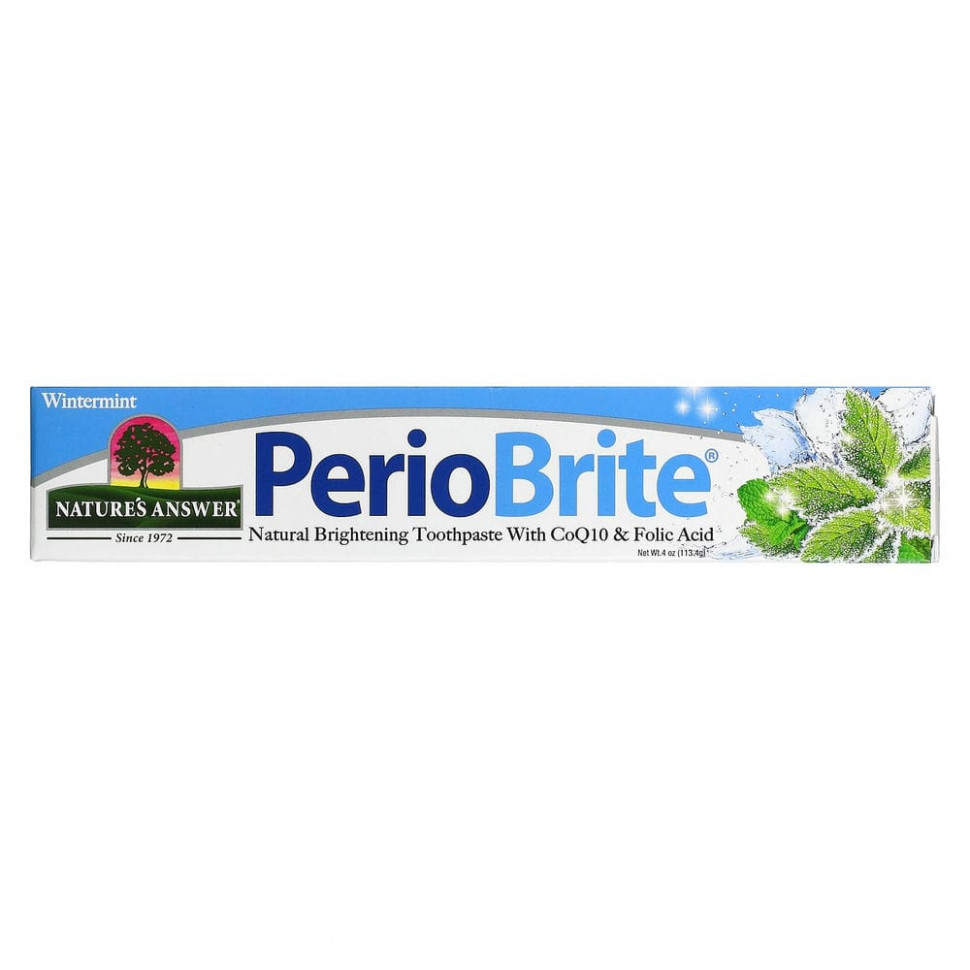 Nature's Answer, PerioBrite, натуральная отбеливающая зубная паста с коэнзимом Q10 и фолиевой кислотой, корица и мята, 113,4 г (4 унции)