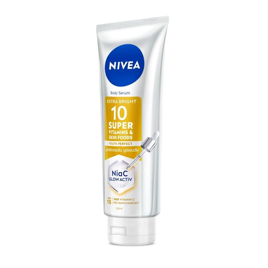 Nivea Body Serum Extra Bright 10 Super Vitamins  Skin Foods Youth Perfect 300 Ml.