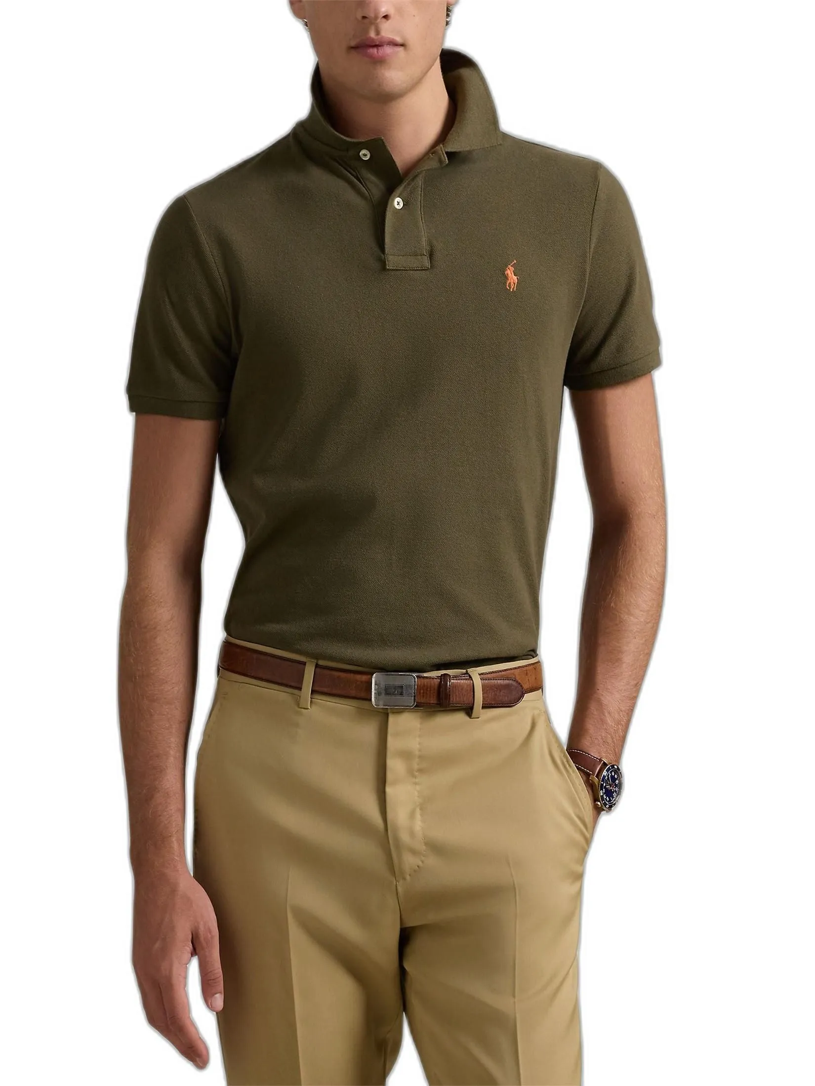 POLO RALPH LAUREN Polo Ralph Lauren POLO-Custom Slim Fit Mesh Polo Shirt MNPOKNI1N820492 300 GREEN