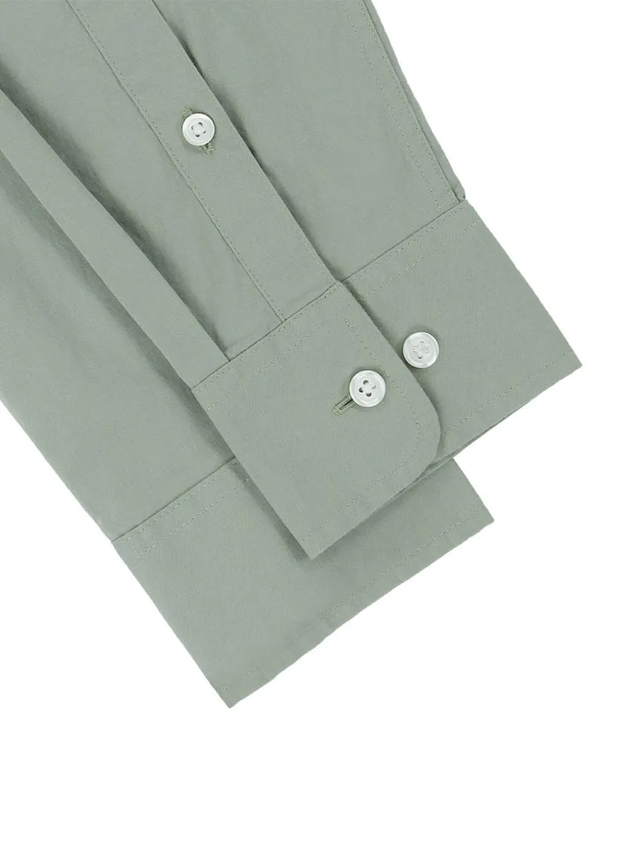 GIORDANO Women's Slim Fit Long Sleeve Stretch Shirt (Poplin) Light Green
