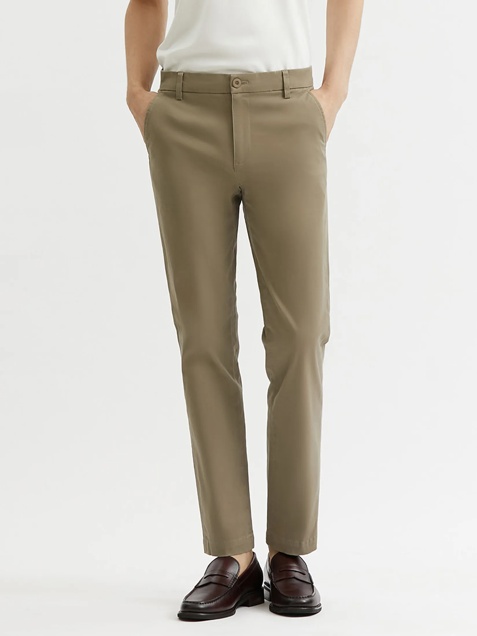 DAPPER Men Slim-Fit Comfort Chino Pants Brown