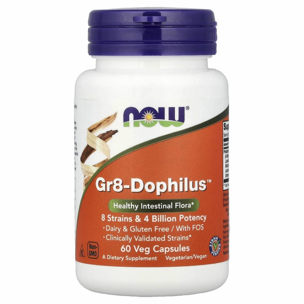 NOW Foods, Gr8-Dophilus, 60 растительных капсул
