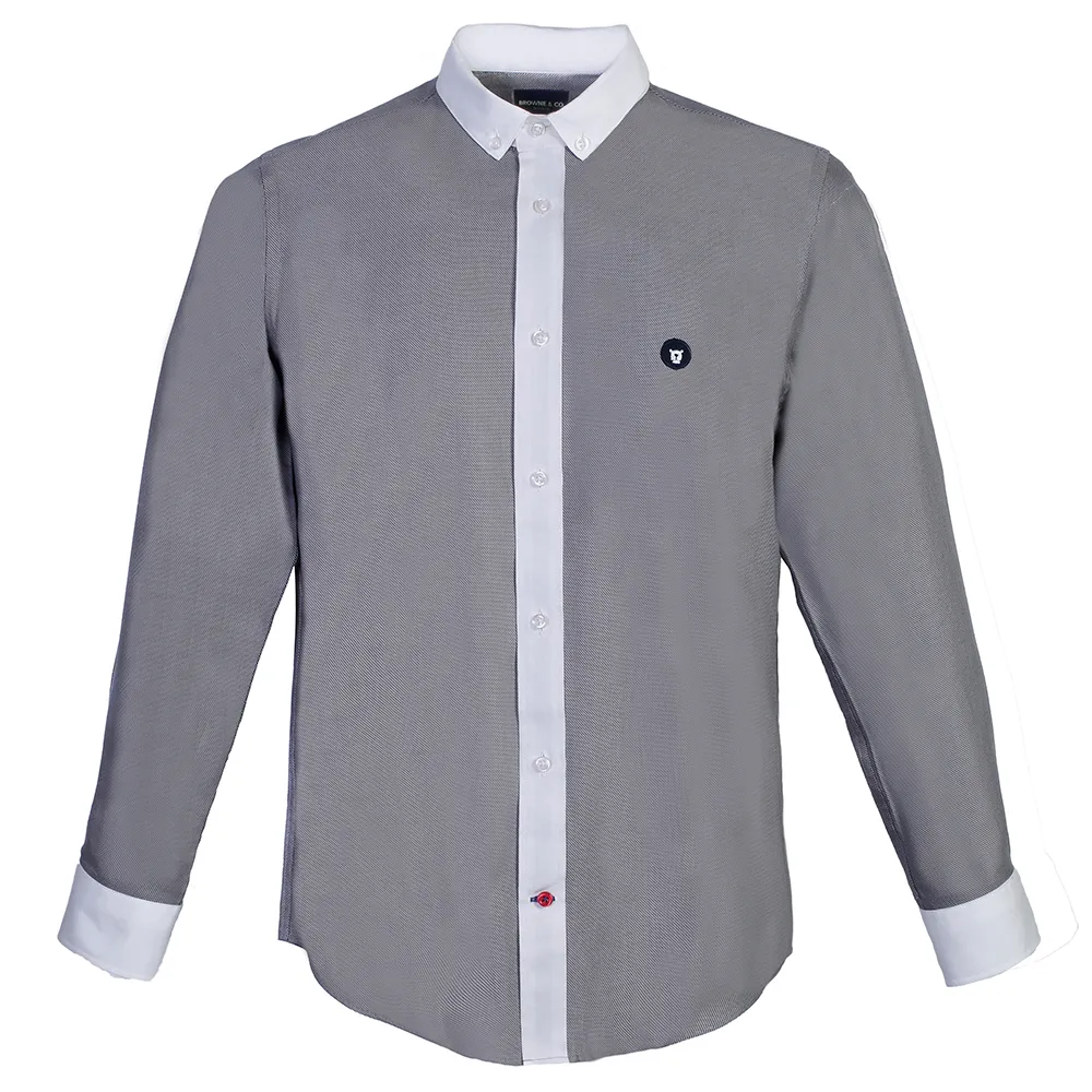 BROWNE & CO. Grey Button Down Long Sleeves Shirt