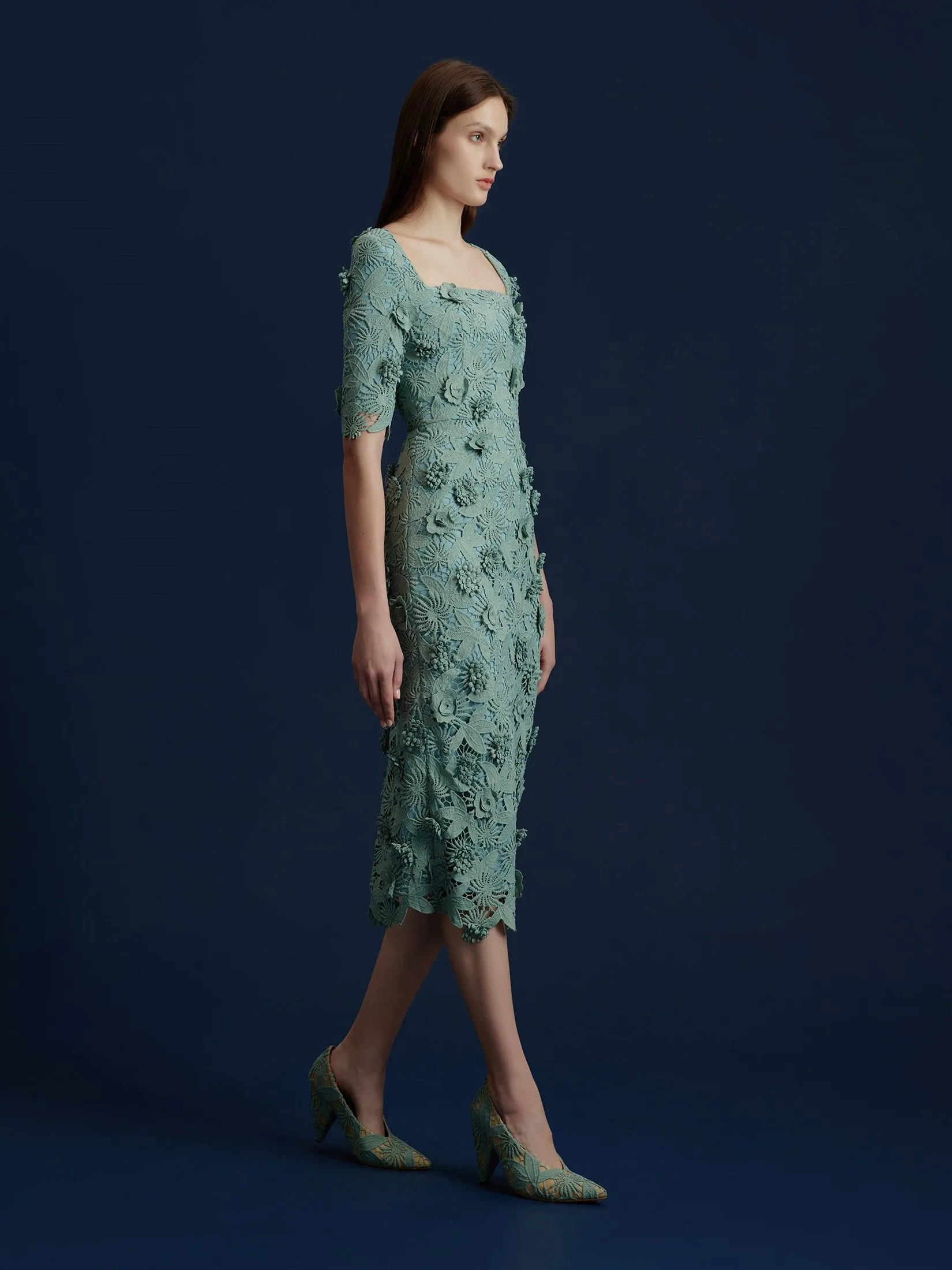 ASAVA (AW24 )Zaira Floral-lace Women Pencil Dress Green