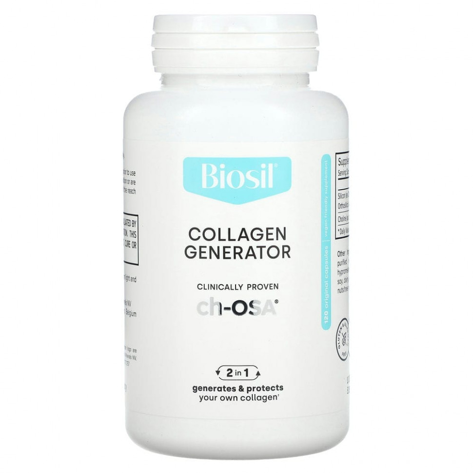 BioSil by Natural Factors, ch-OSA Advanced Collagen Generator, улучшенный источник коллагена, 120 вегетарианских капсул