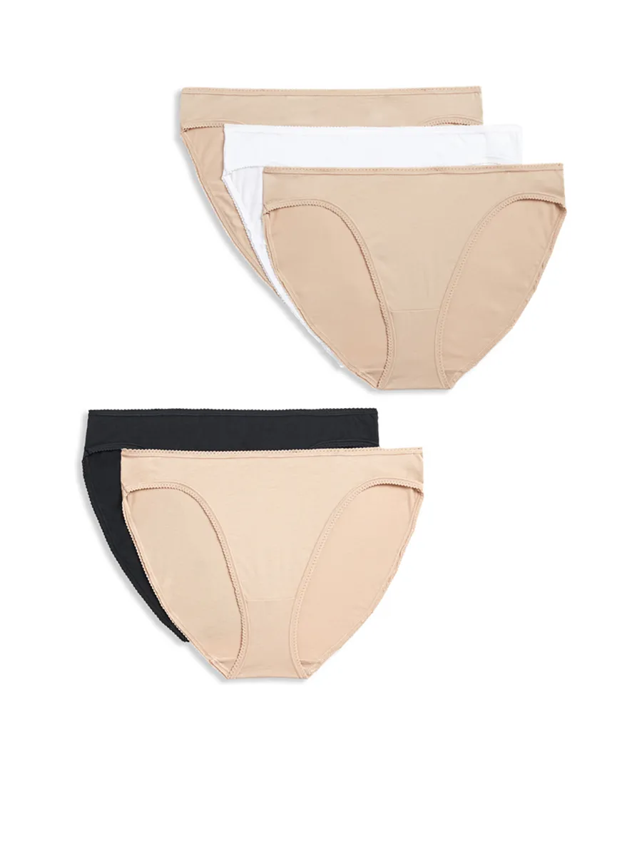 MARKS & SPENCER Women Panties High Leg Knickers Cotton Rich 5pk