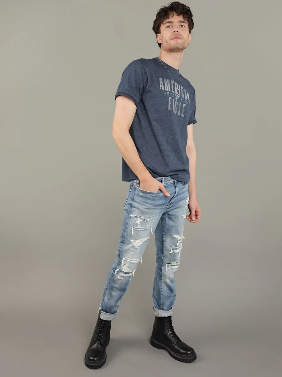 AMERICAN EAGLE MEN G SS SP/SUM CORE BRAND SET IN TEE- CVC 160 DD + SERIOUSLY SOFT WASH 410 NAVY