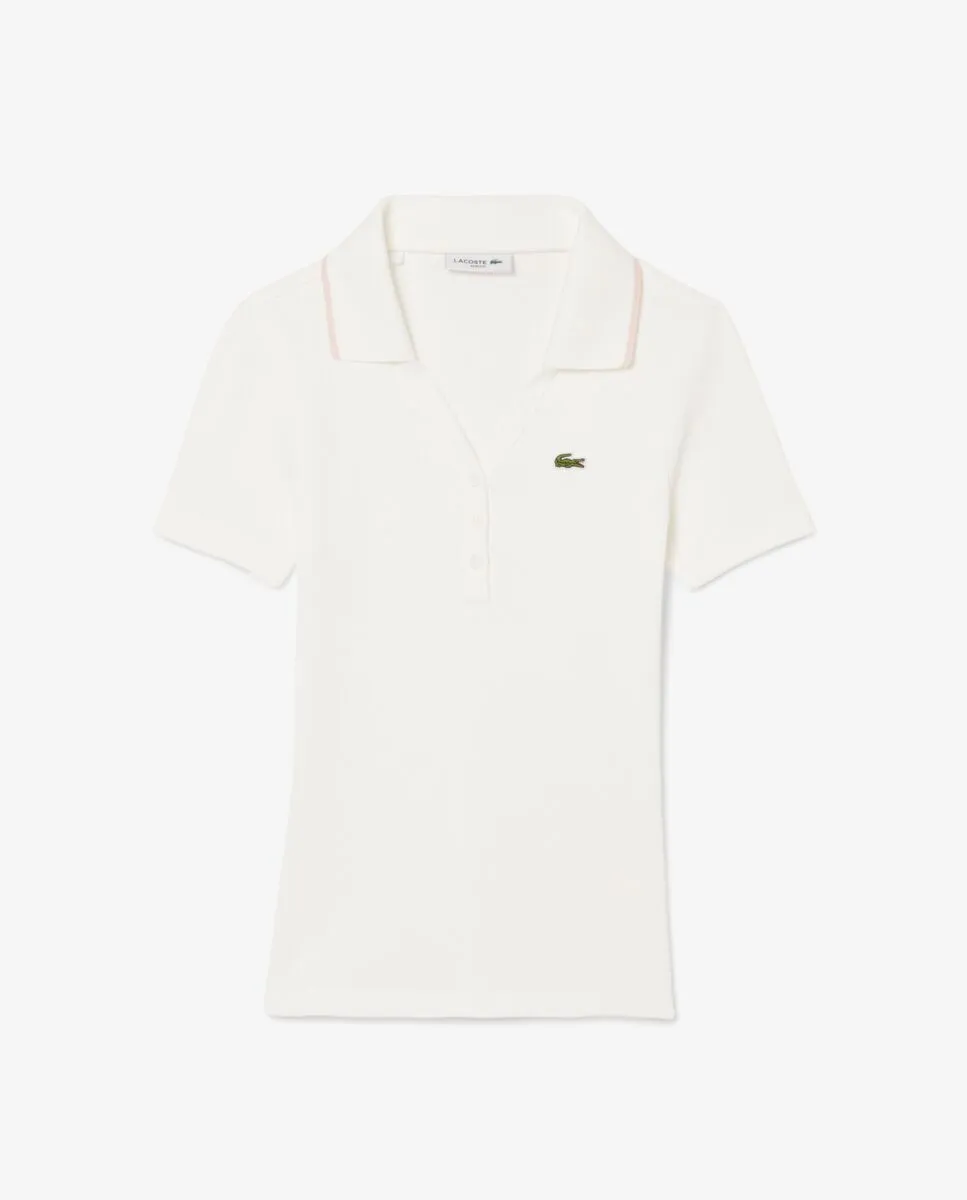 LACOSTE L.12.D Slim Fit Contrast Collar Polo Shirt White Size - 36 EU
