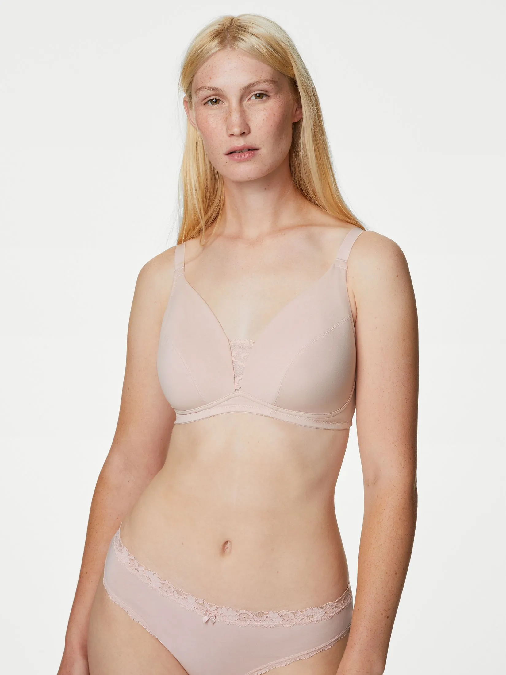 MARKS & SPENCER Women Bras Cotton & Lace Non Wired Full Cup 3pk Multi-Color