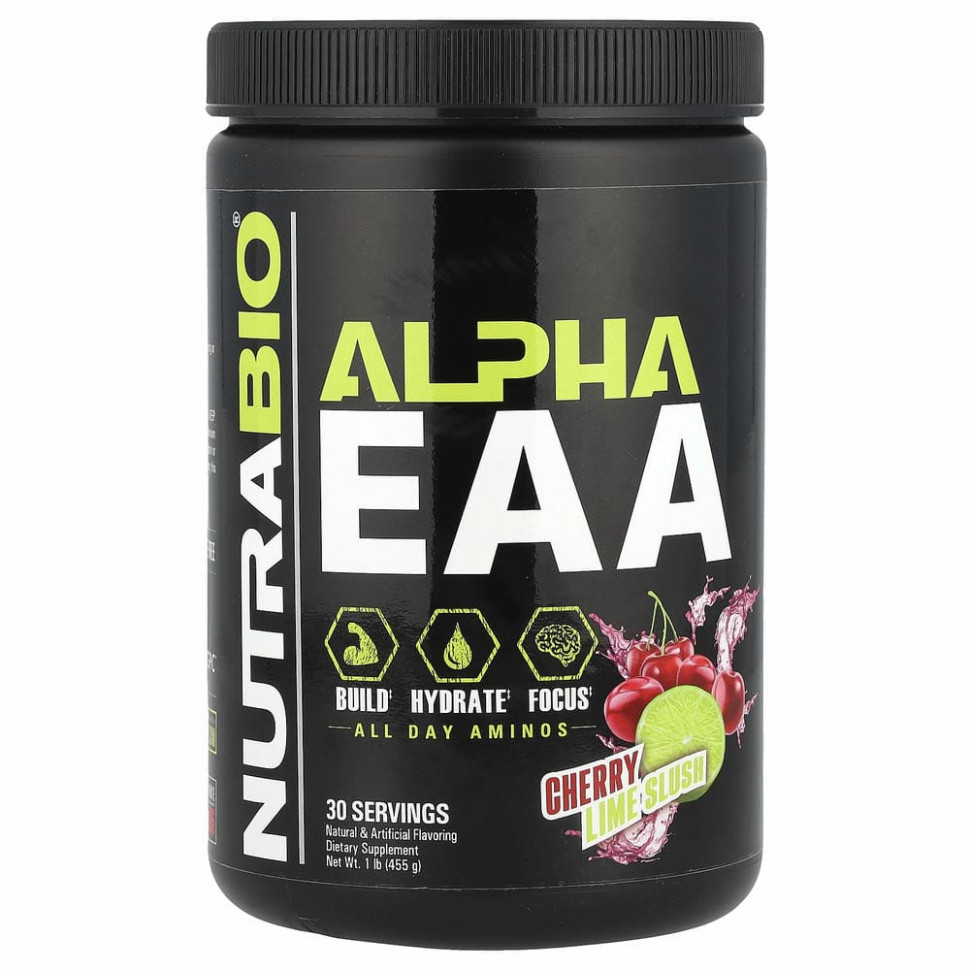 NutraBio Labs, Альфа EAA, вишня с лаймом, 455 г