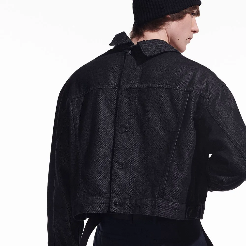 KARL LAGERFELD CARA LOVES KARL Cropped Denim Men Jacket Black