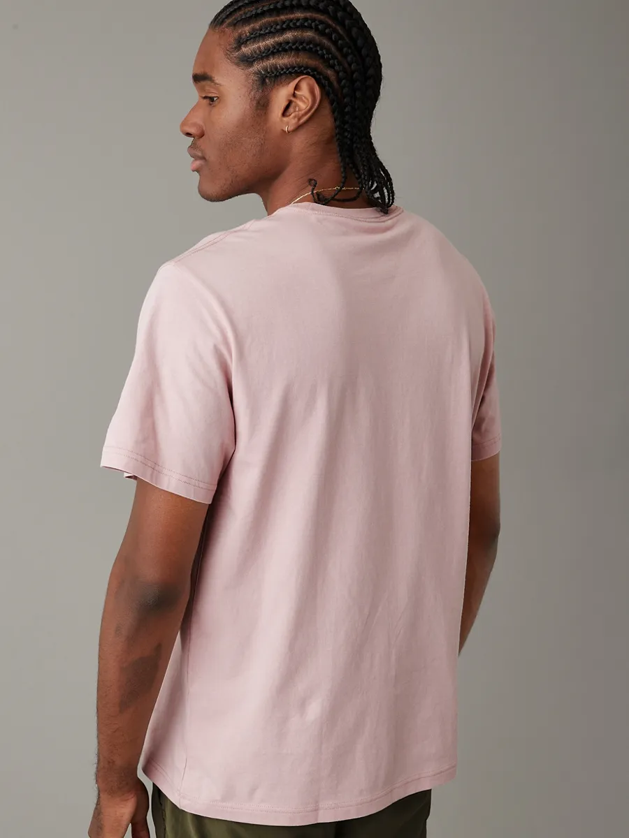 AMERICAN EAGLE MEN G SS CORE BRAND SET IN TEE- PC DYE + SERIOUSLY SOFT WASH 615 PINK