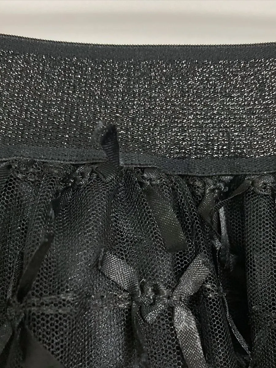 ICONIC WOMAN BLACK MANY BOWS SKIRT