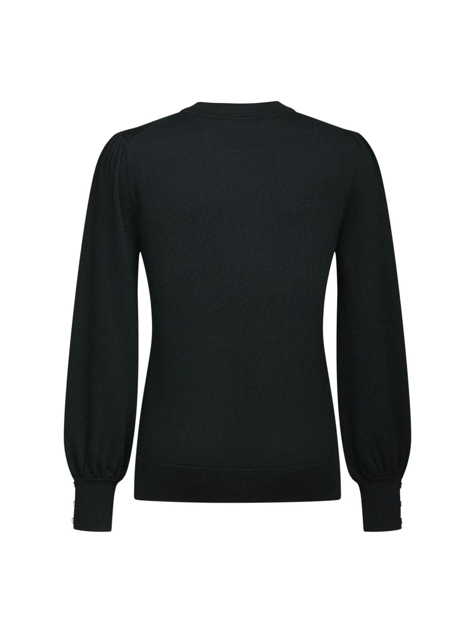 G2000 Women Clothing Crew Neck Puff Sleve Sweater Top Regular Fit - Black