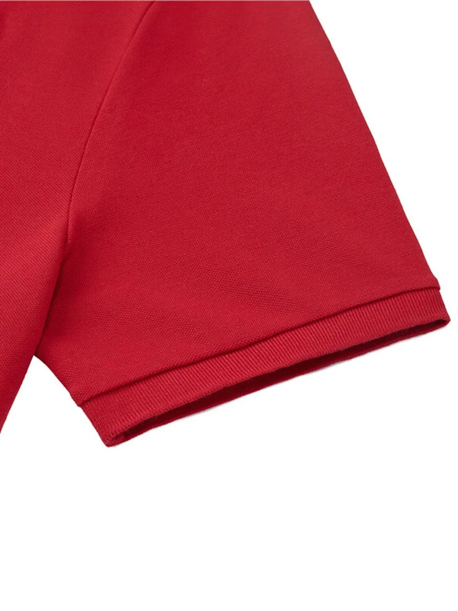 GIORDANO Men's Lycra Pique Embroidery Polo (3D Lion)  Haute Red