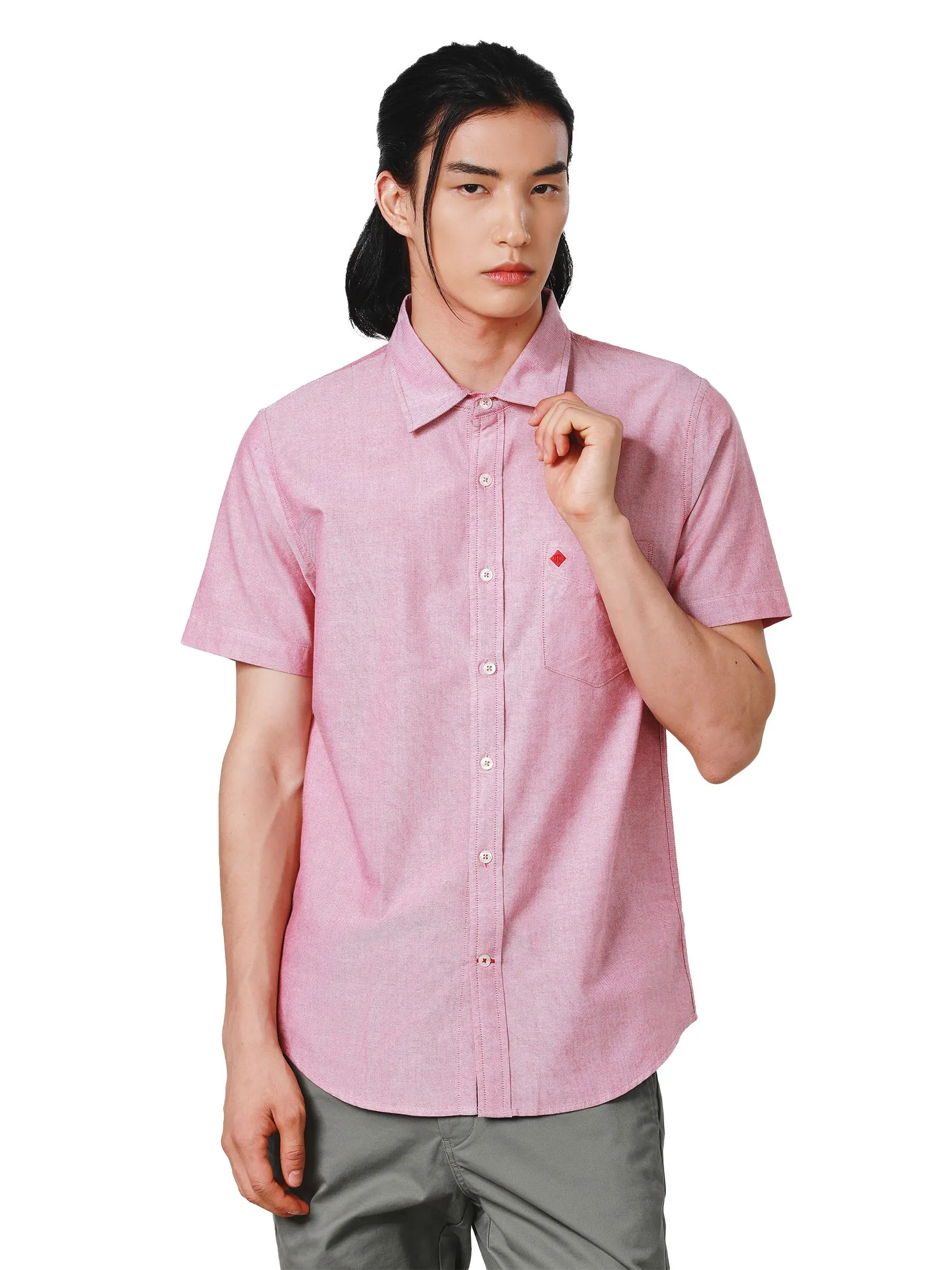 JOHN HENRY Men's Short Sleeves Shirts (Slim Fit) ESSENTIALS Red