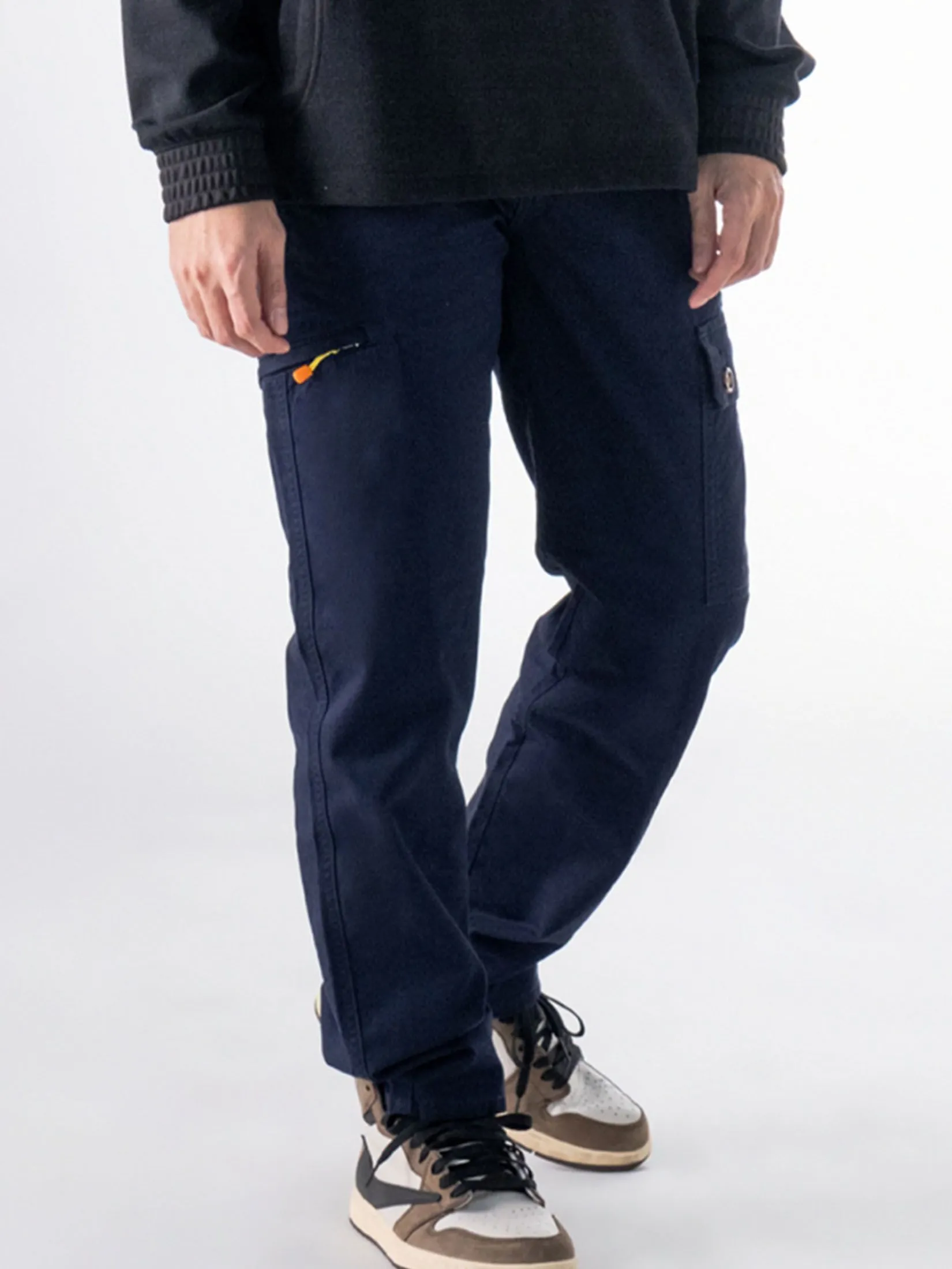 ERA-WON Men's Cargo trousers skinny crop fit Navy Blue