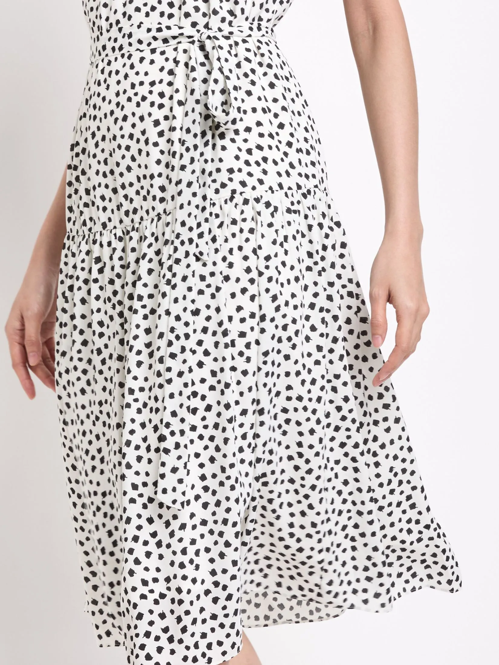 EXPRESSIONS Women Dress Bell Sleeves with Ruffle and Waist Sash