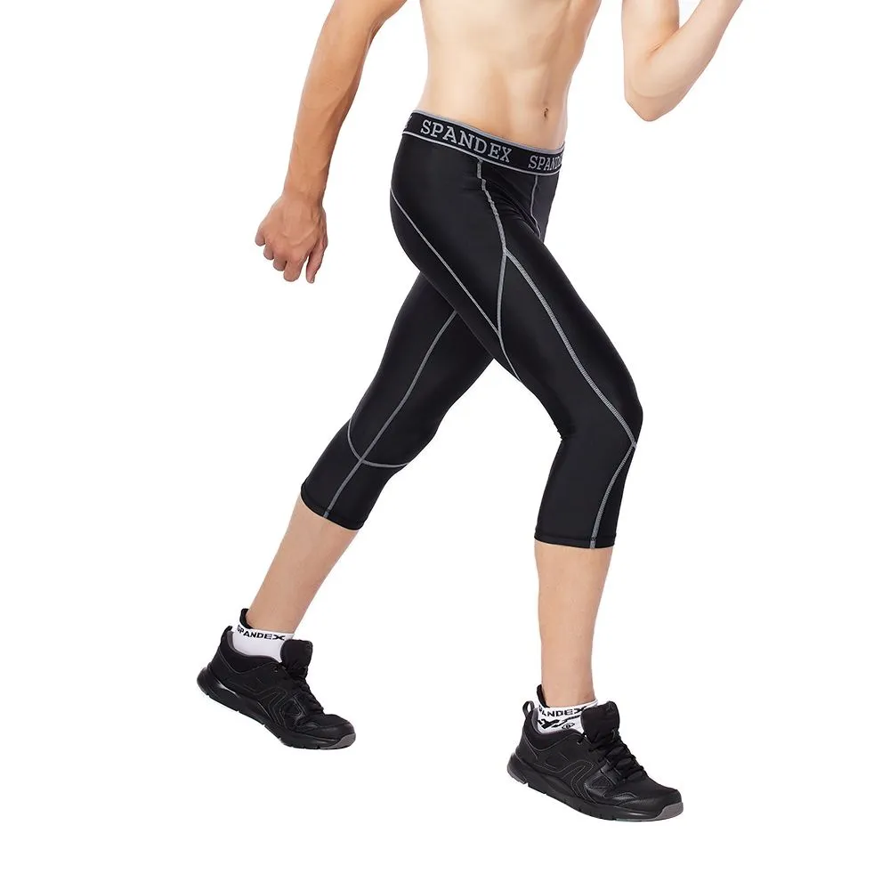 SPANDEX Black/Grey-HP002-Compression 3/4 pants