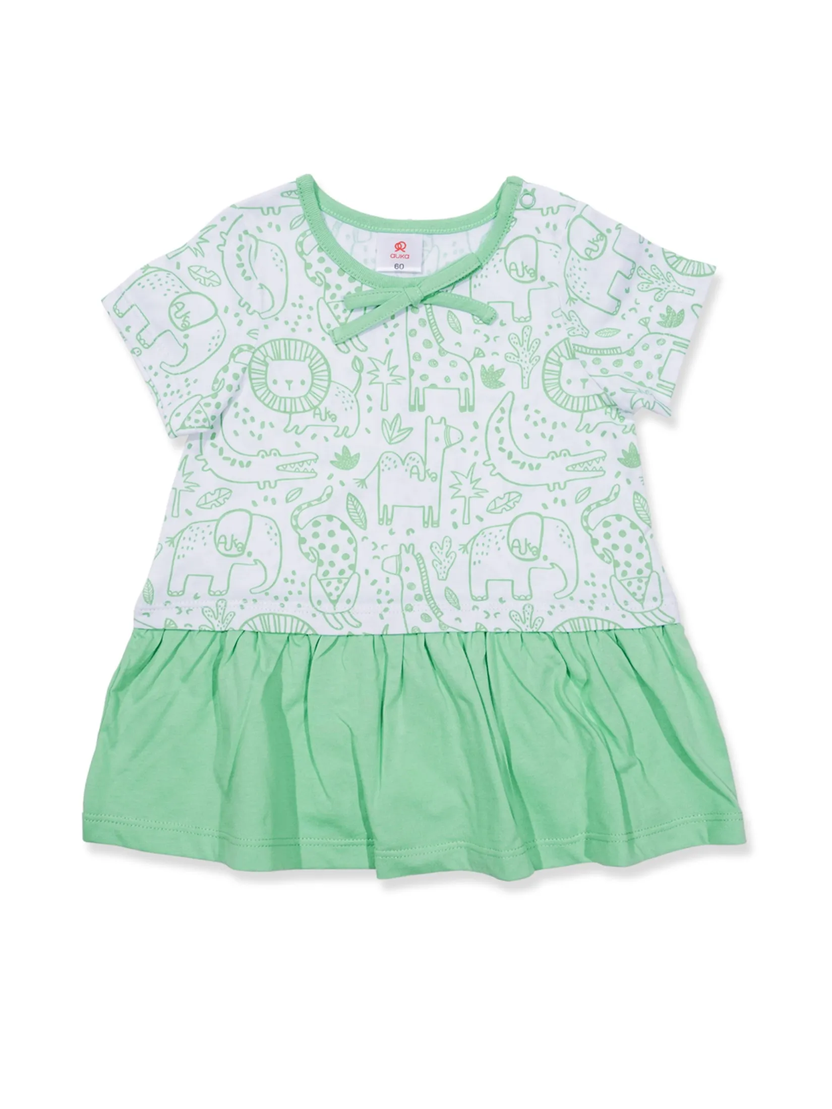 AUKA Green ,Children s Dress ,Auka Animal Team, Size - 60
