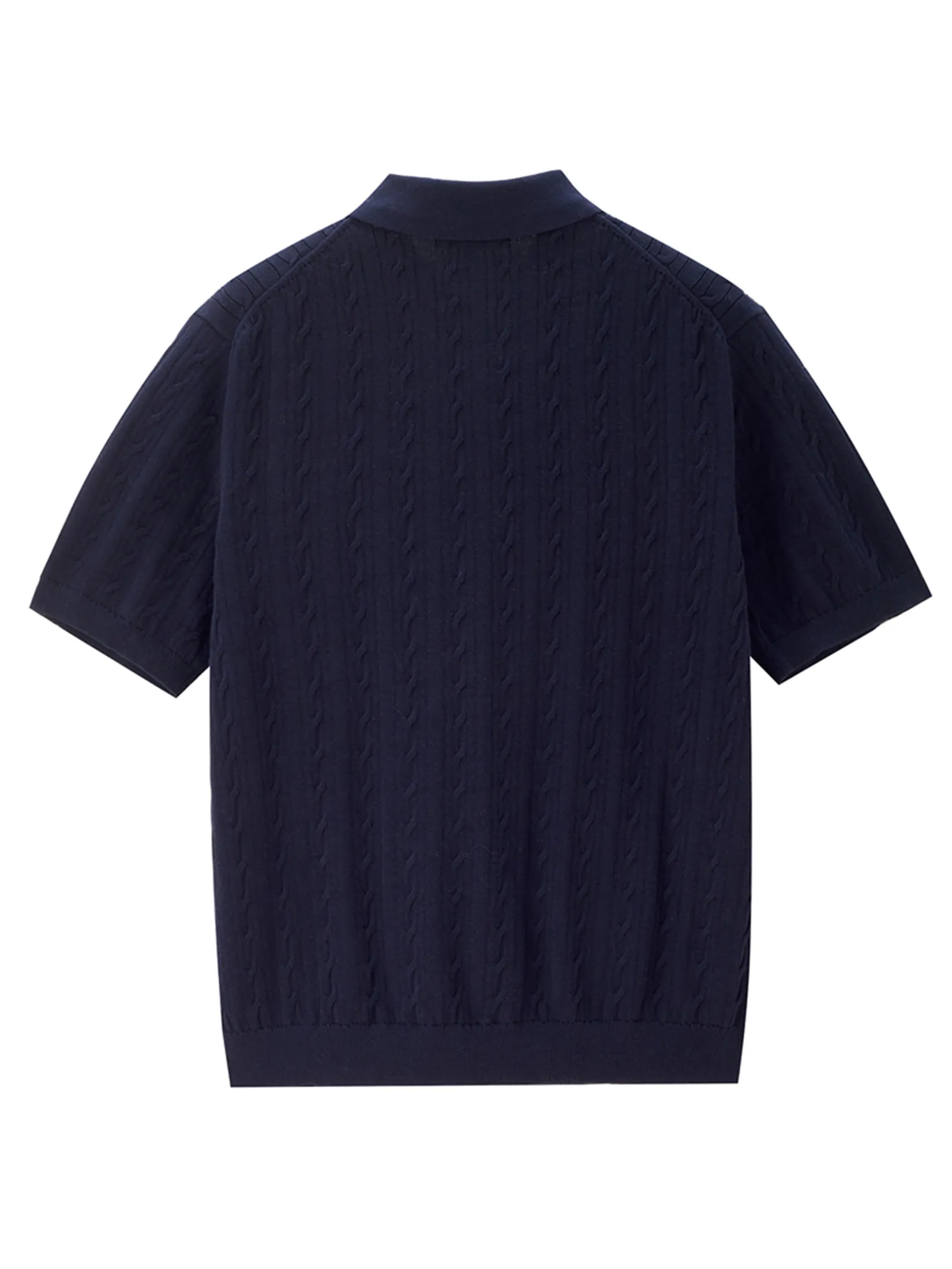 GIORDANO Men s Online Exclusive Cable Knit Polo Pullover Sweater (Korea) Dark blue