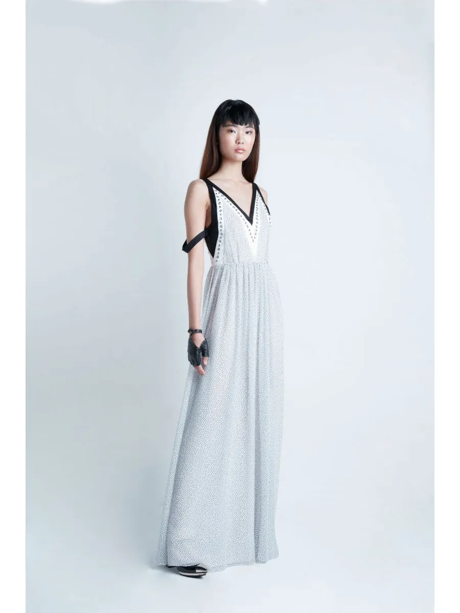 SENADA WOMEN POLKA DOT SILK MAXI DRESS