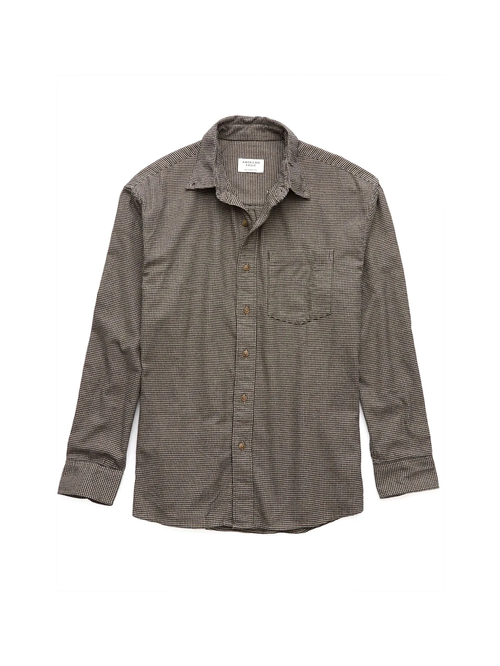AMERICAN EAGLE MEN UMA PLAID OVERSIZED BD BIRCH FLANNEL SHIRT 213 STONE Size - L