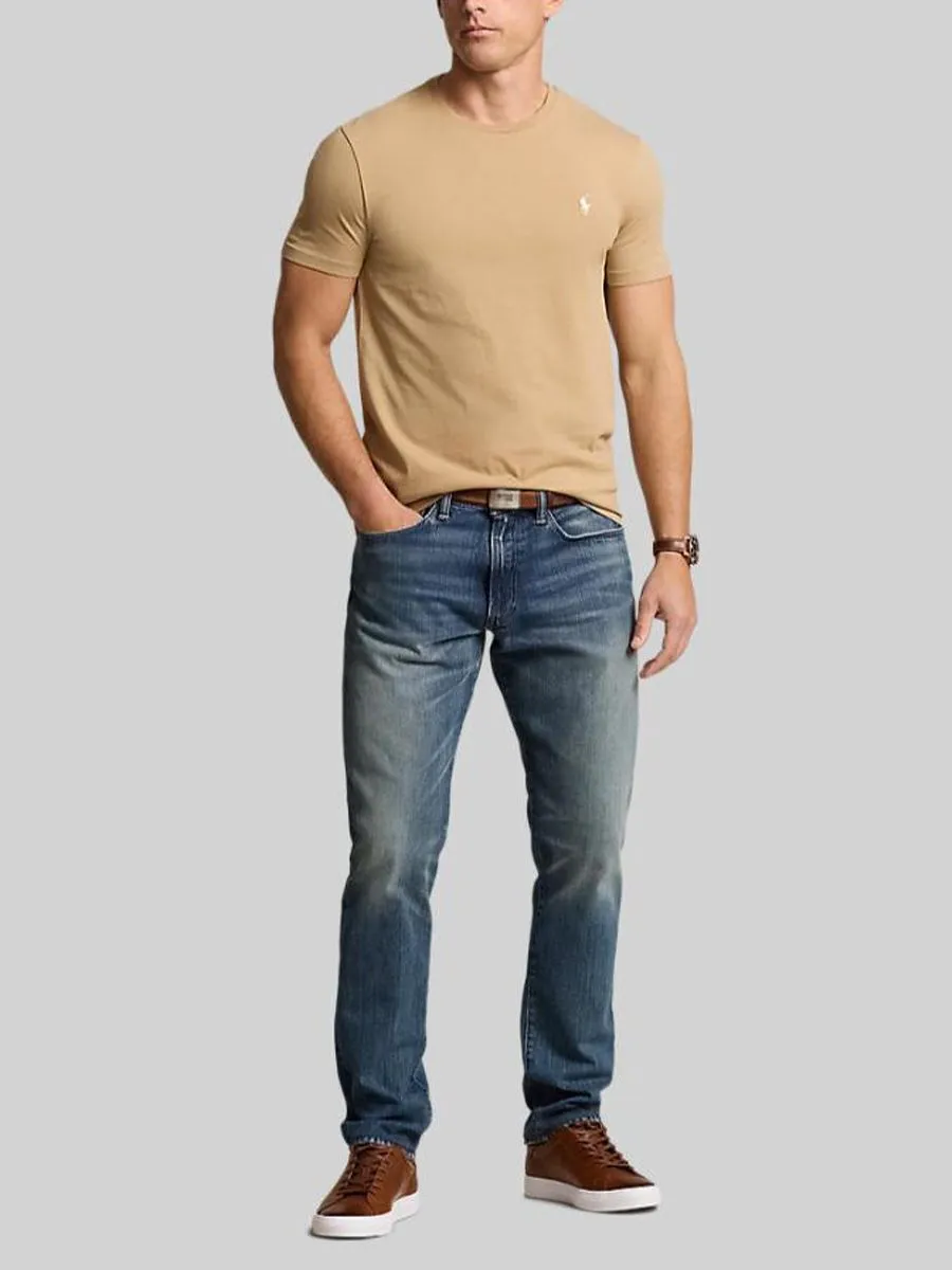 POLO RALPH LAUREN Men Tee-Custom Slim Jersey Crewneck T-Shirt-Medium Beige-260
