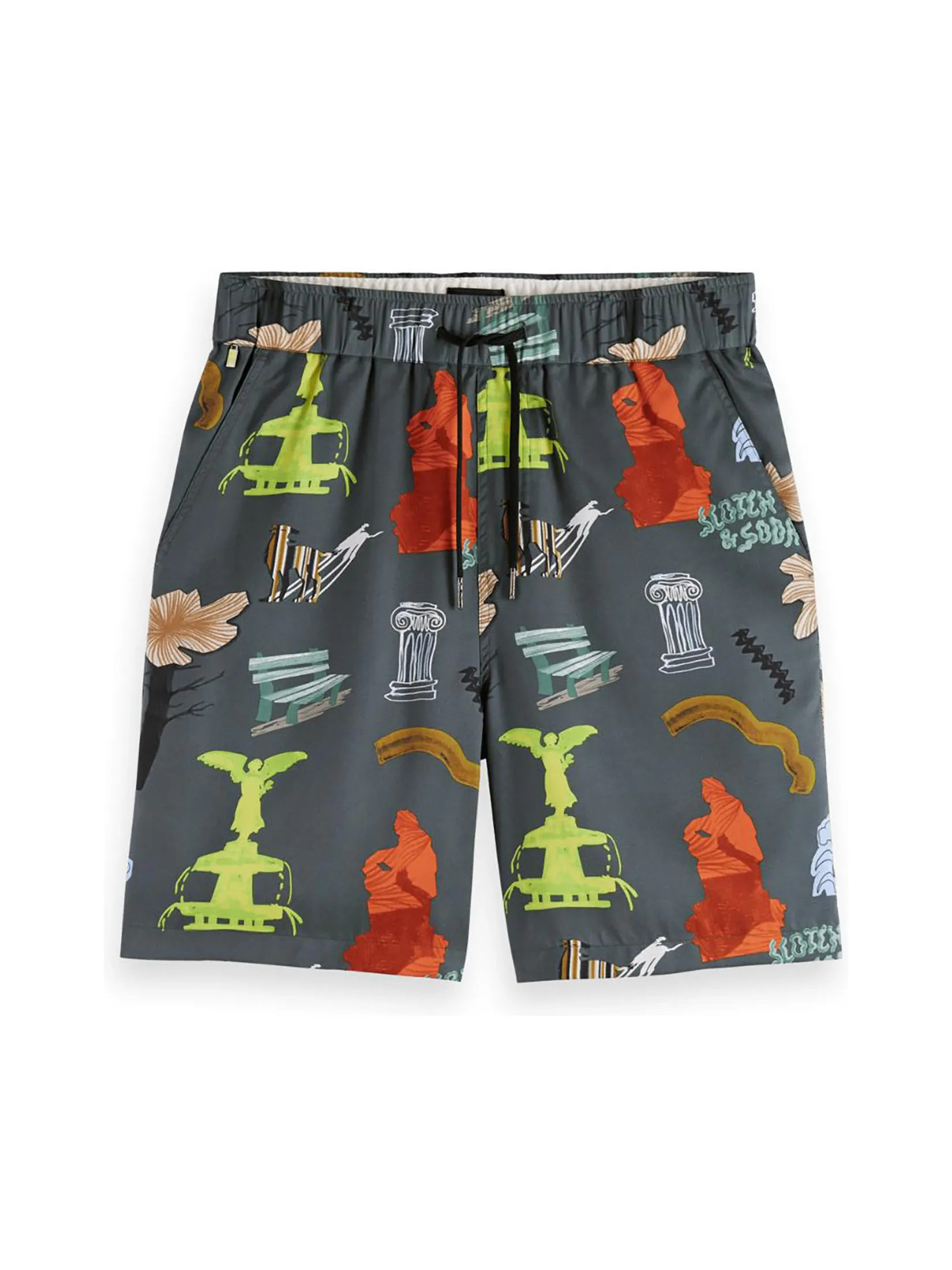 SCOTCH&SODA Men Bermuda Short Fave Park Printed Relaxed Fit Park Green AOP