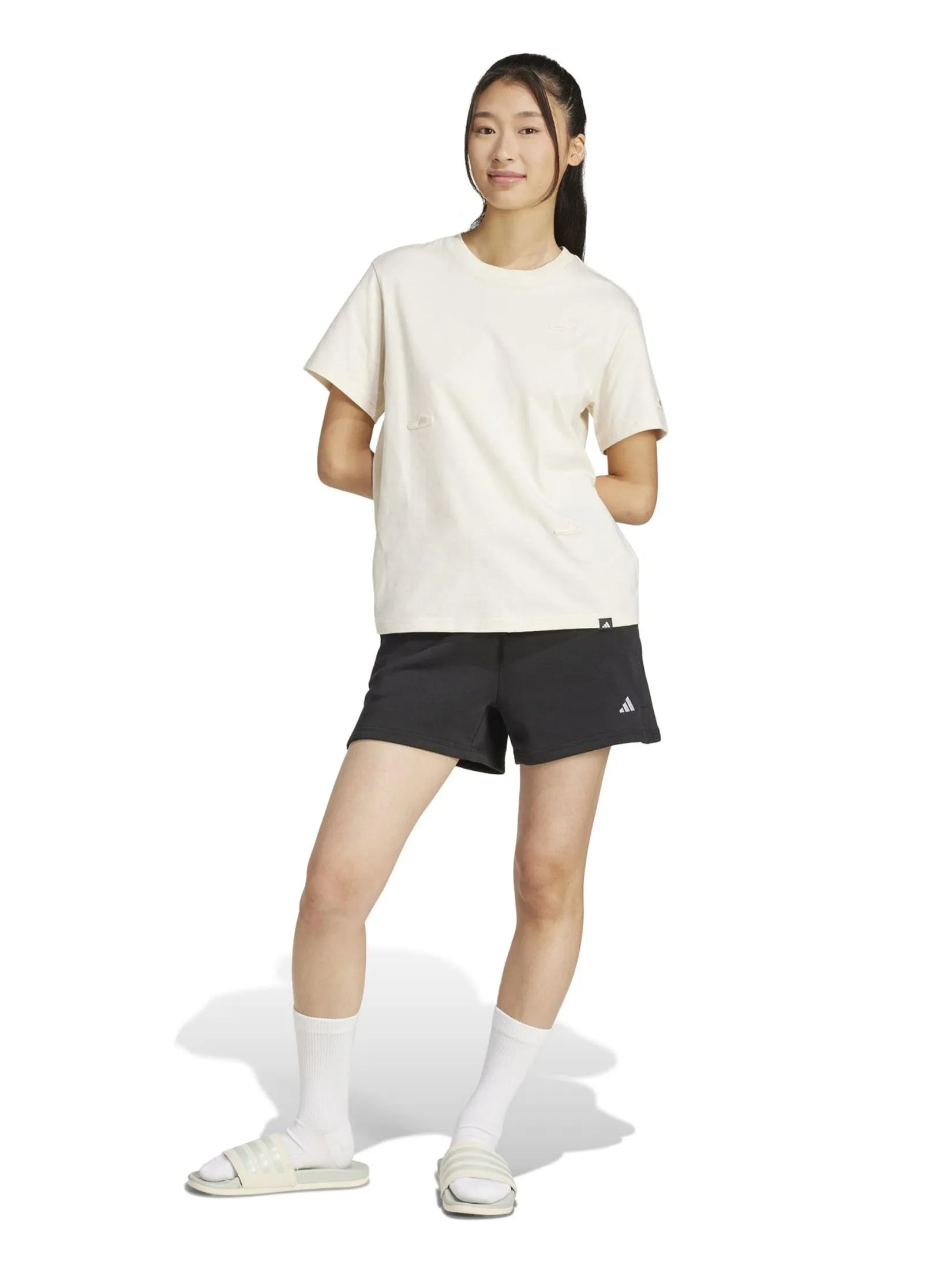 ADIDAS Women T-Shirt Lounge Slide Graphic Wonder White