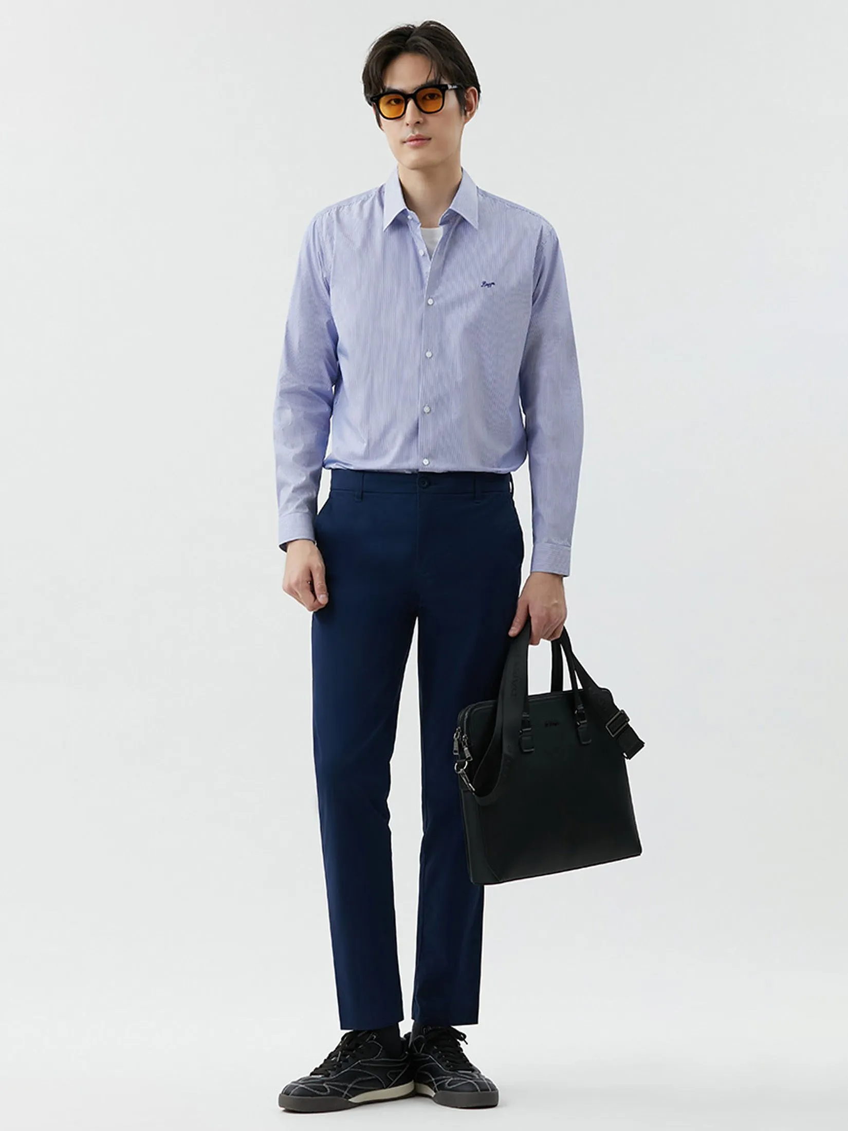 DAPPER DAPPER EASY CARE Striped Smart Fit Shirt Blue