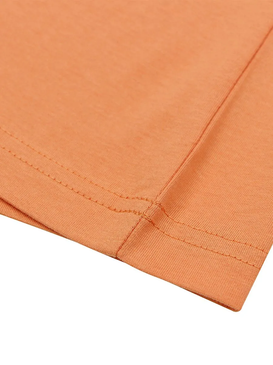 GIORDANO Men's Slim Jersey Embroidery Tee (Classic Man) Coral Gold Orange
