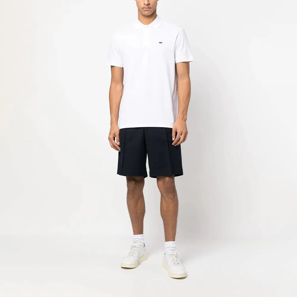 KARL LAGERFELD IKONIK 2.0 PATCH POLO WHITE