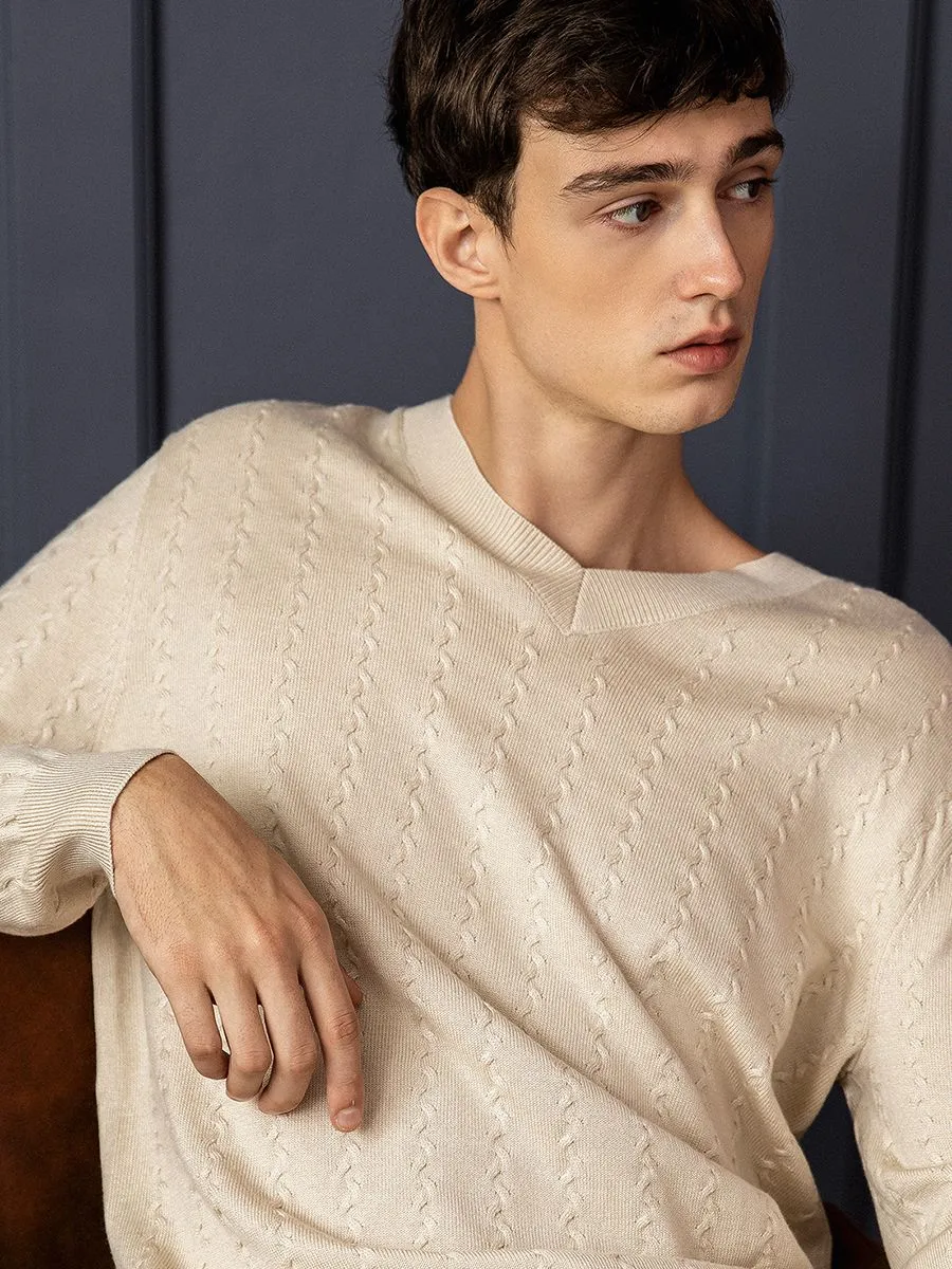 OASIS Men's Long Sleeve Sweater Beige