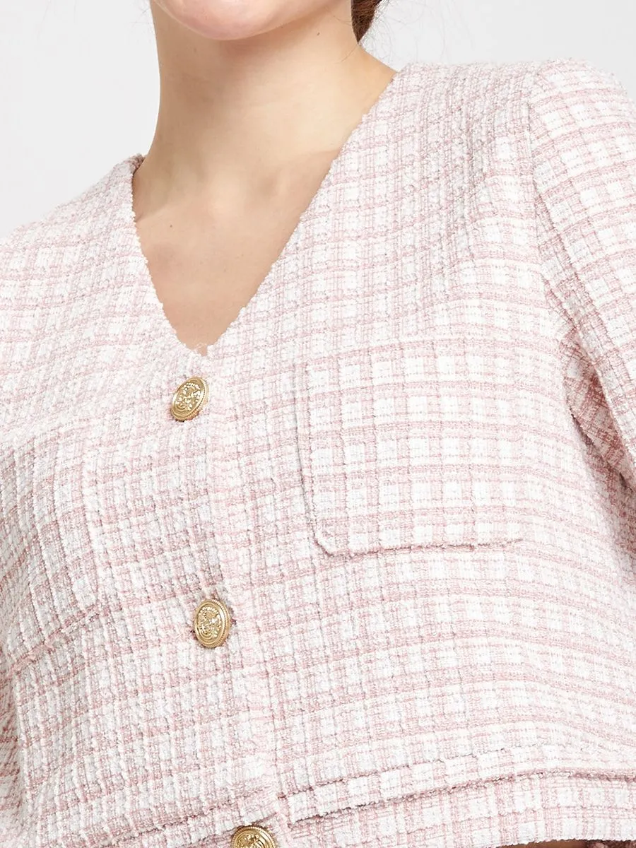 LOLITA Women Blouse Short Sleeves Gingham Pink
